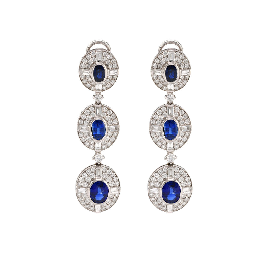 Exceptional 6.5 carat total weight sapphire diamond 18k drop earrings  Jack Weir & Sons   