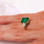 GIA 5.22 carat emerald diamond 18k yellow gold three stone ring