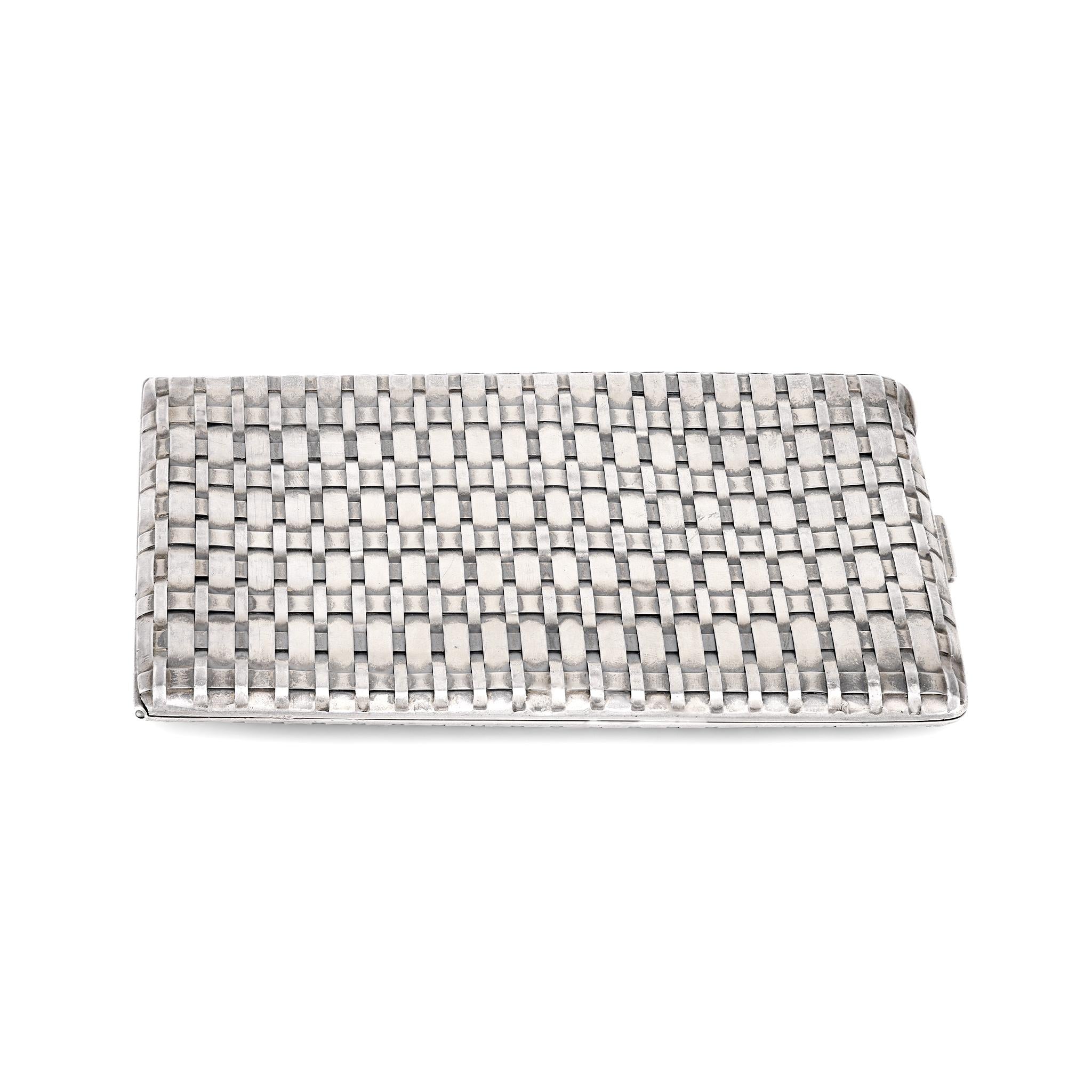 Art Deco Cartier silver weave pattern cigarette case  Cartier