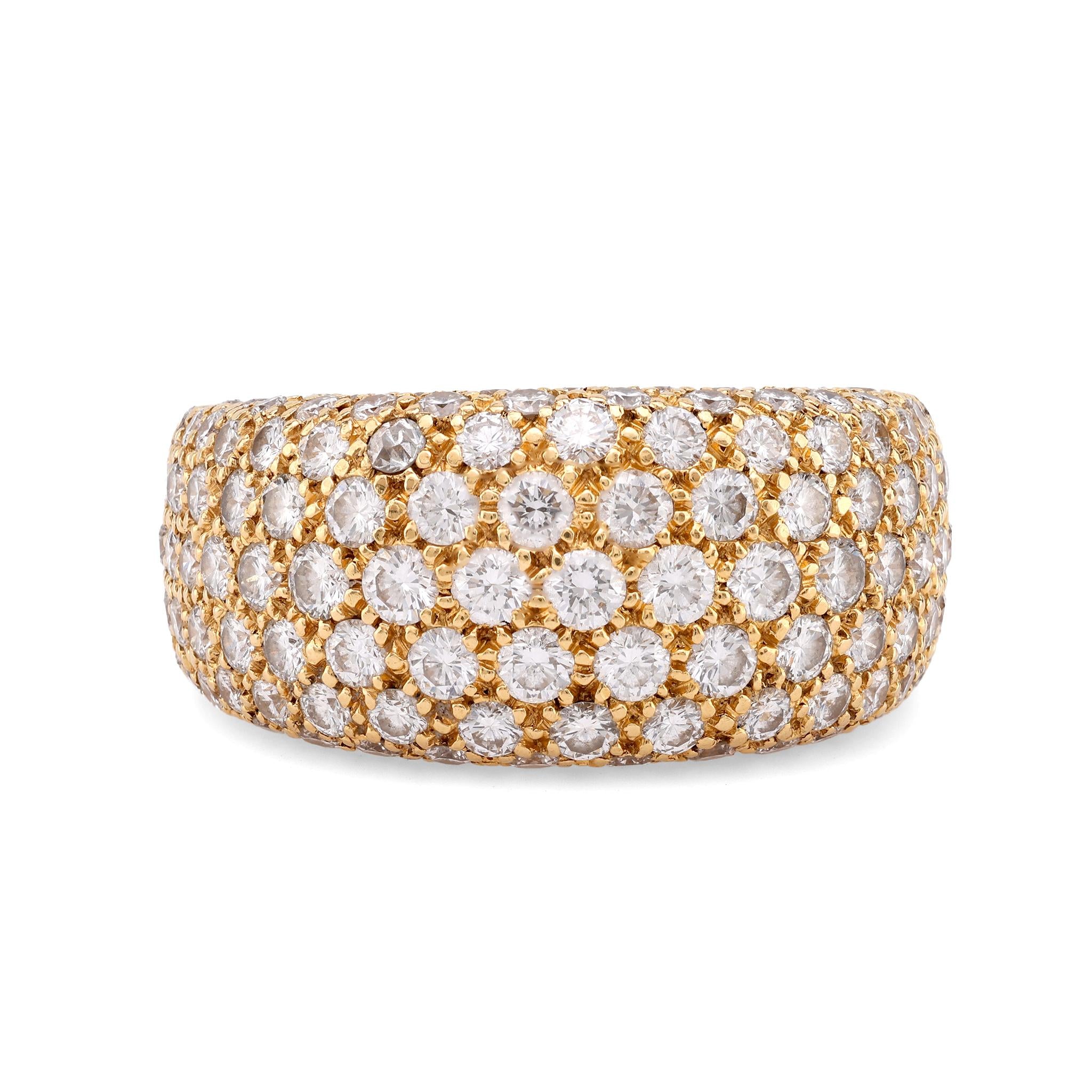 Cartier pave diamond 18k yellow gold bombe style band  Cartier   