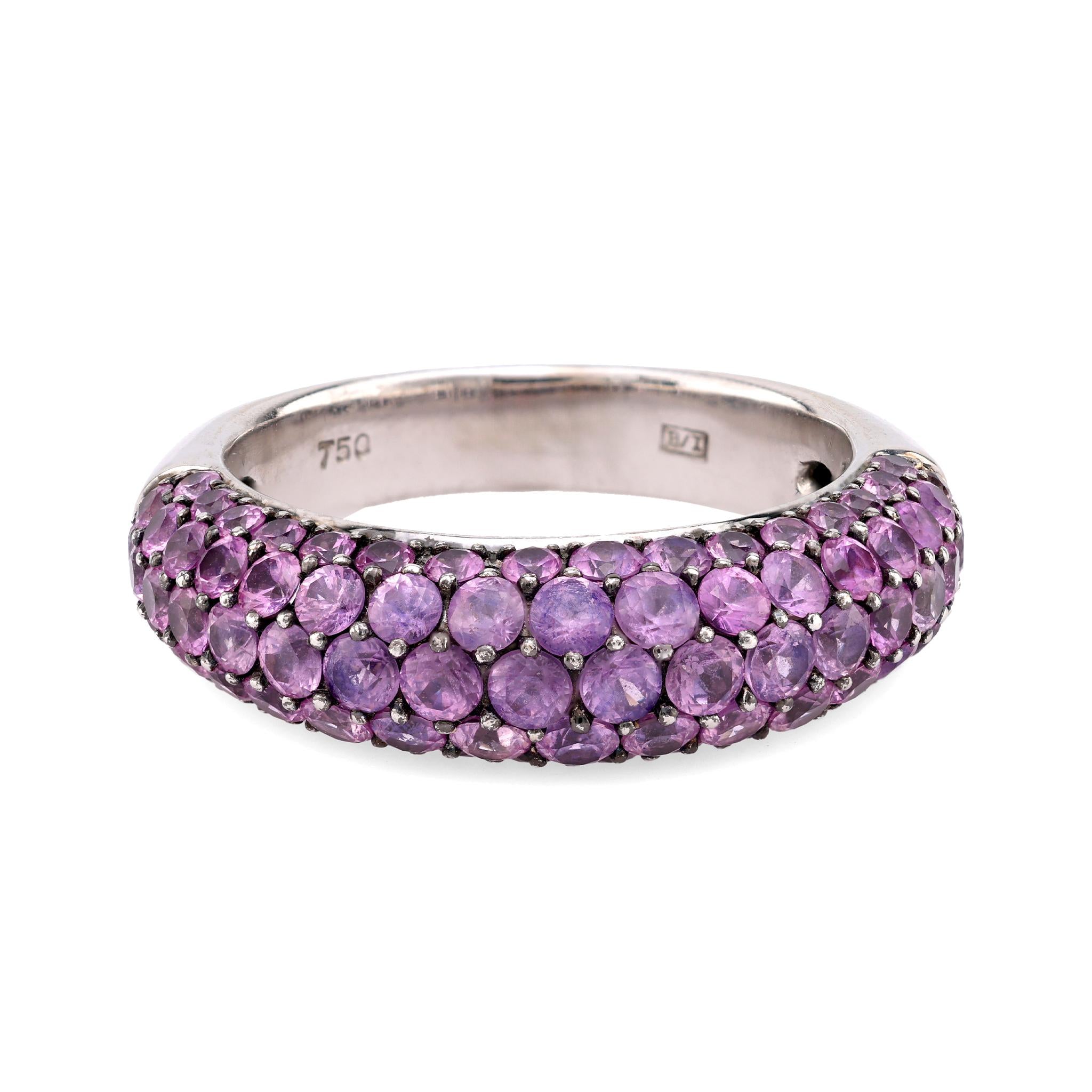 Contemporary 3.20 carat total weight pink sapphire 18k white gold pave ring  Jack Weir & Sons