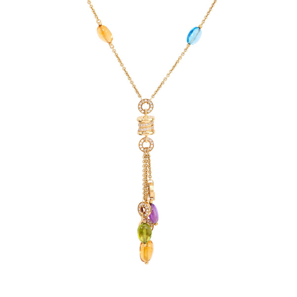 Bvlgari B.zero1 diamond & gemstone 18k yellow gold necklace