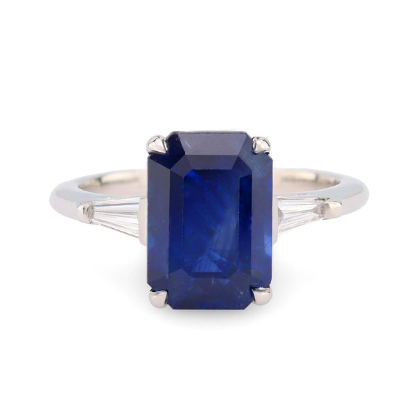 GIA 4.31 carat sapphire diamond platinum three stone ring  Jack Weir & Sons   