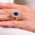 GIA 4.84 carat oval cut sapphire diamond 14k yellow gold cluster ring