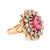 Vintage 3.30 carat pink tourmaline diamond 14k yellow gold cluster ring  Jack Weir & Sons   