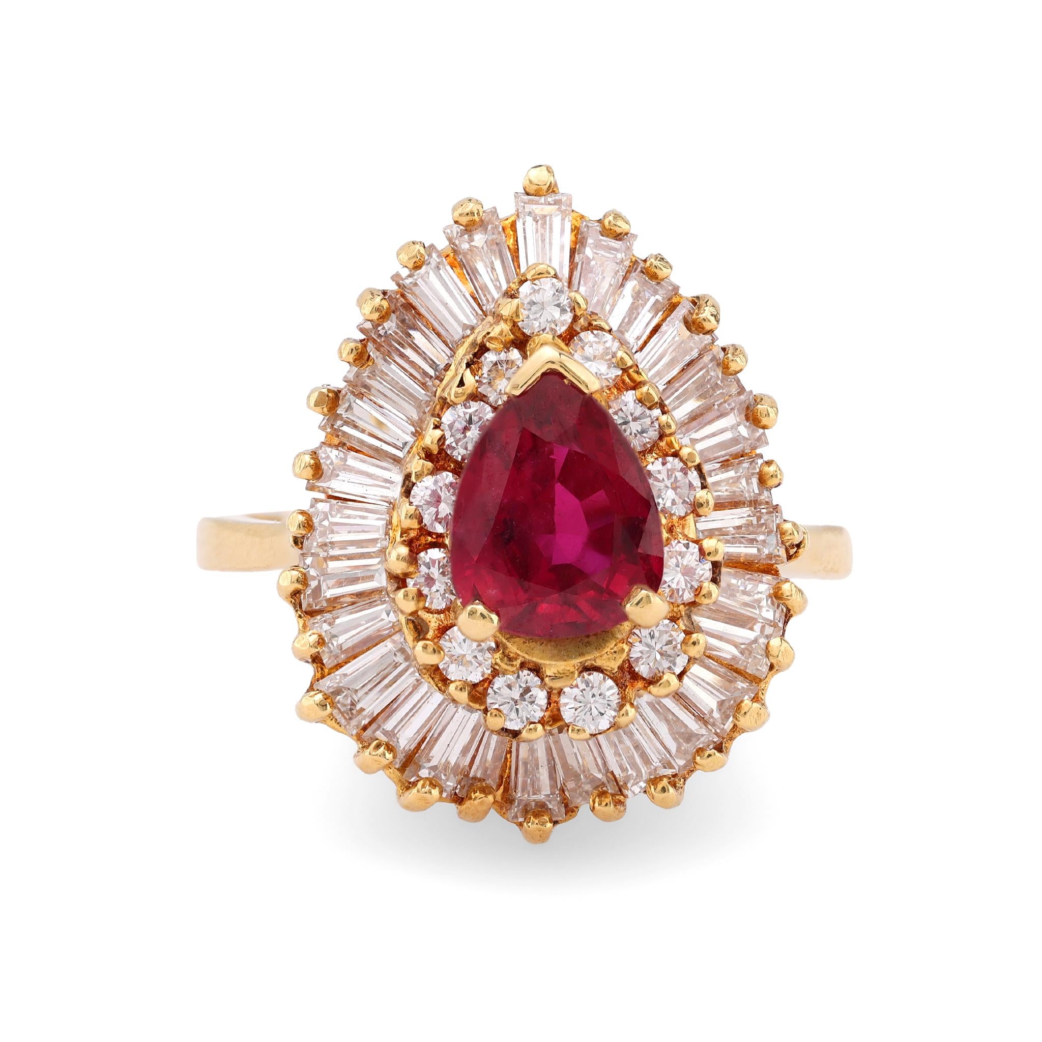 Vintage ruby diamond 18k yellow gold cocktail ring  Jack Weir & Sons   