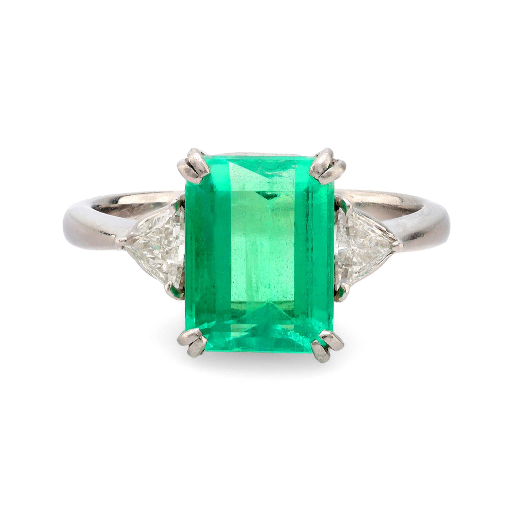 GIA 3.09 carat Colombian emerald diamond platinum ring Jack Weir & Sons