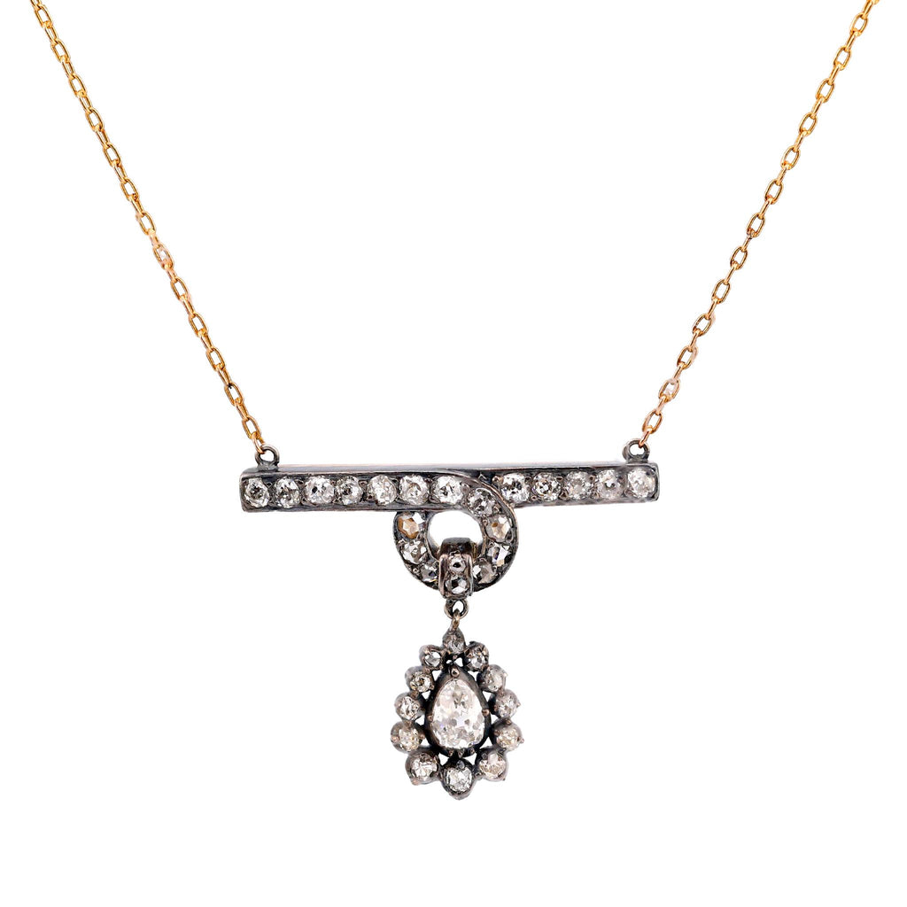 Antique inspired 2 carat total weight diamond 18k rose gold silver necklace  Jack Weir & Sons   