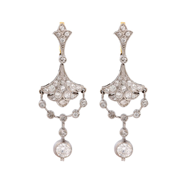 Art Deco inspired 3 carat total weight diamond platinum chandelier earrings  Jack Weir & Sons   