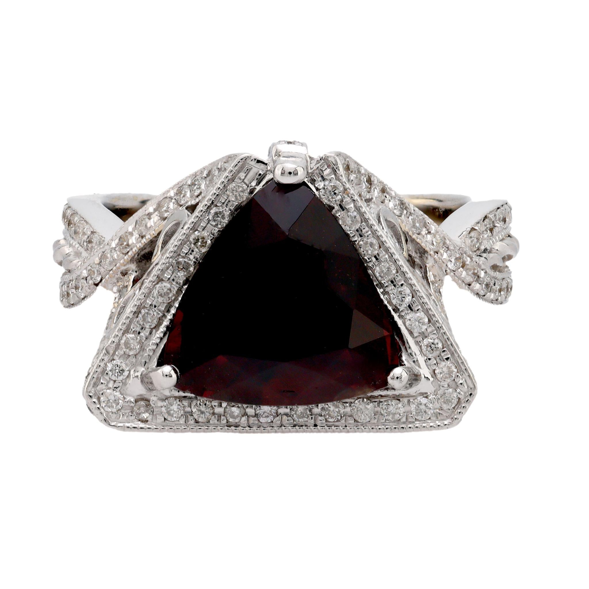 GIA 4.97 carat Burma no heat spinel diamond 14k white gold cocktail ring Jack Weir & Sons