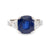 GIA 3.42 carat cushion cut sapphire diamond platinum three stone ring Jack Weir & Sons