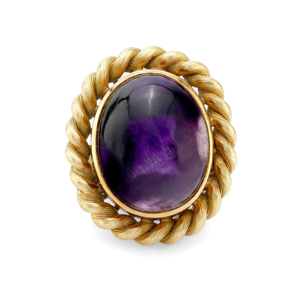 English Mid-Century 18k yellow gold amethyst ring Jack Weir & Sons