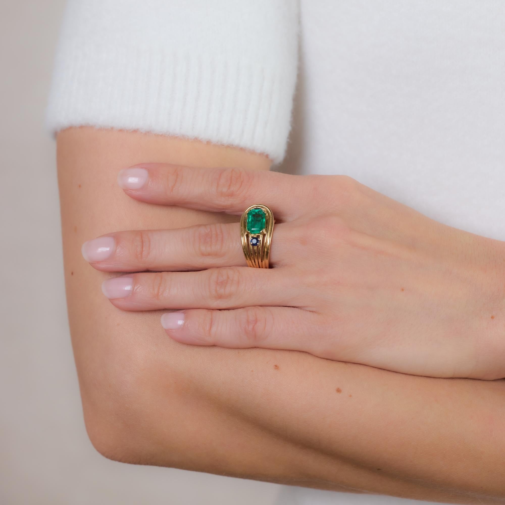 Retro emerald sapphire 18k rose gold cocktail ring Jack Weir & Sons