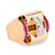 French retro 18k rose gold diamond synthetic ruby tank ring Jack Weir & Sons