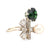 Mid Century French 4.60 carat green tourmaline pearl diamond 18k gold ring Jack Weir & Sons