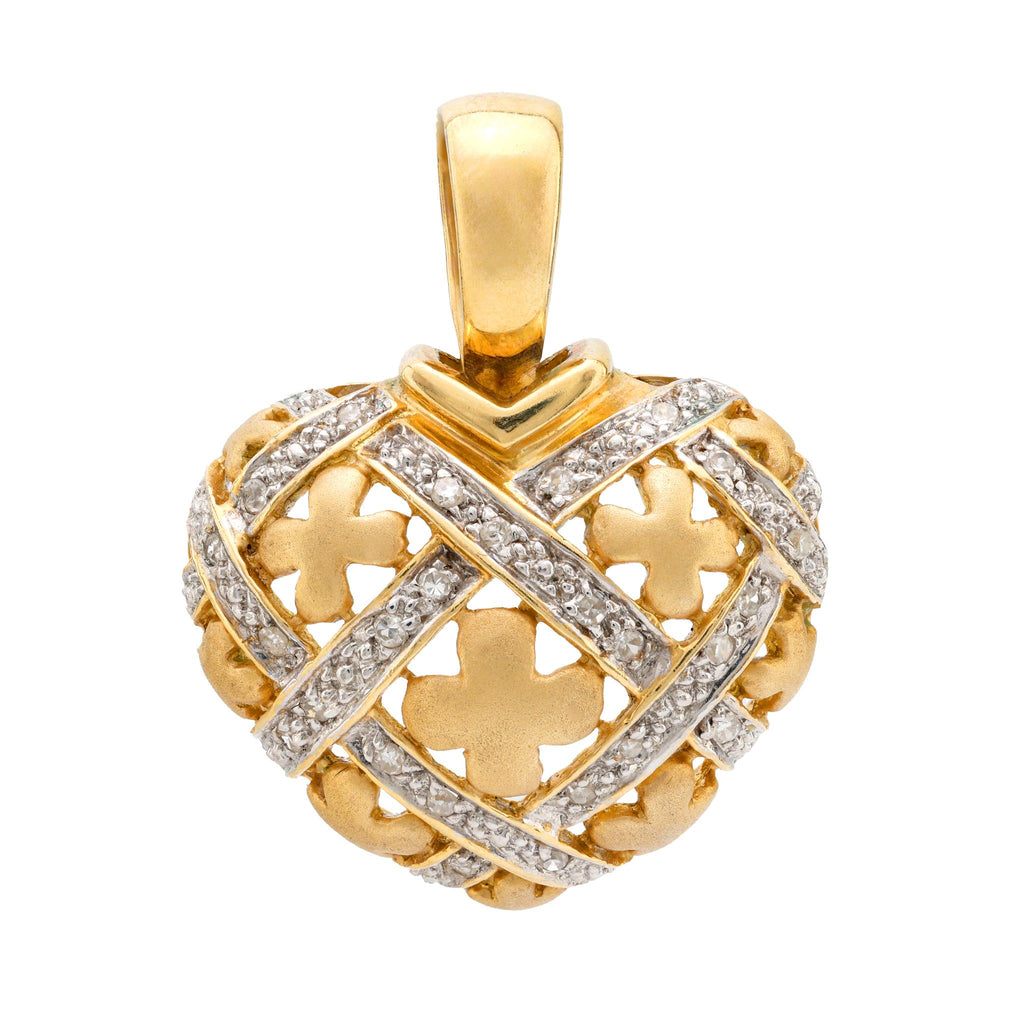 French 18k yellow and white gold diamond heart pendant Jack Weir & Sons