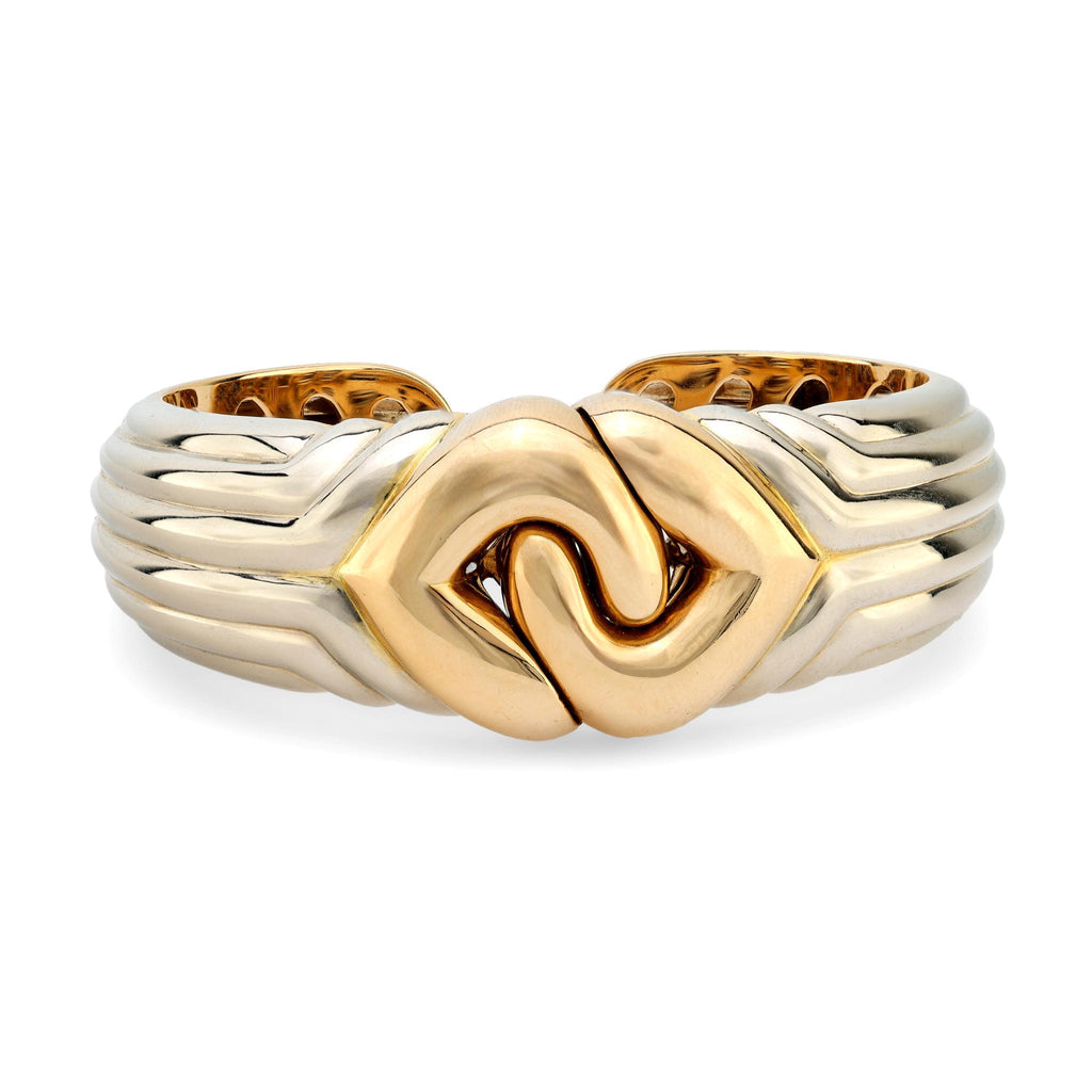 Bulgari 18k white and yellow gold cuff bracelet Bvlgari