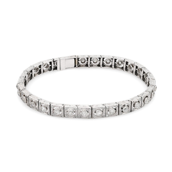 French Art Deco platinum diamond bracelet Jack Weir & Sons