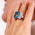 Mid Century French 22 carat aquamarine diamond 18k white gold cocktail ring Jack Weir & Sons