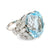 Mid Century French 22 carat aquamarine diamond 18k white gold cocktail ring Jack Weir & Sons