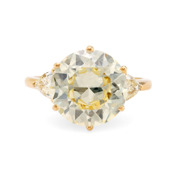 GIA 5.85 carat circular brilliant cut diamond 18k yellow gold engagement ring Jack Weir & Sons