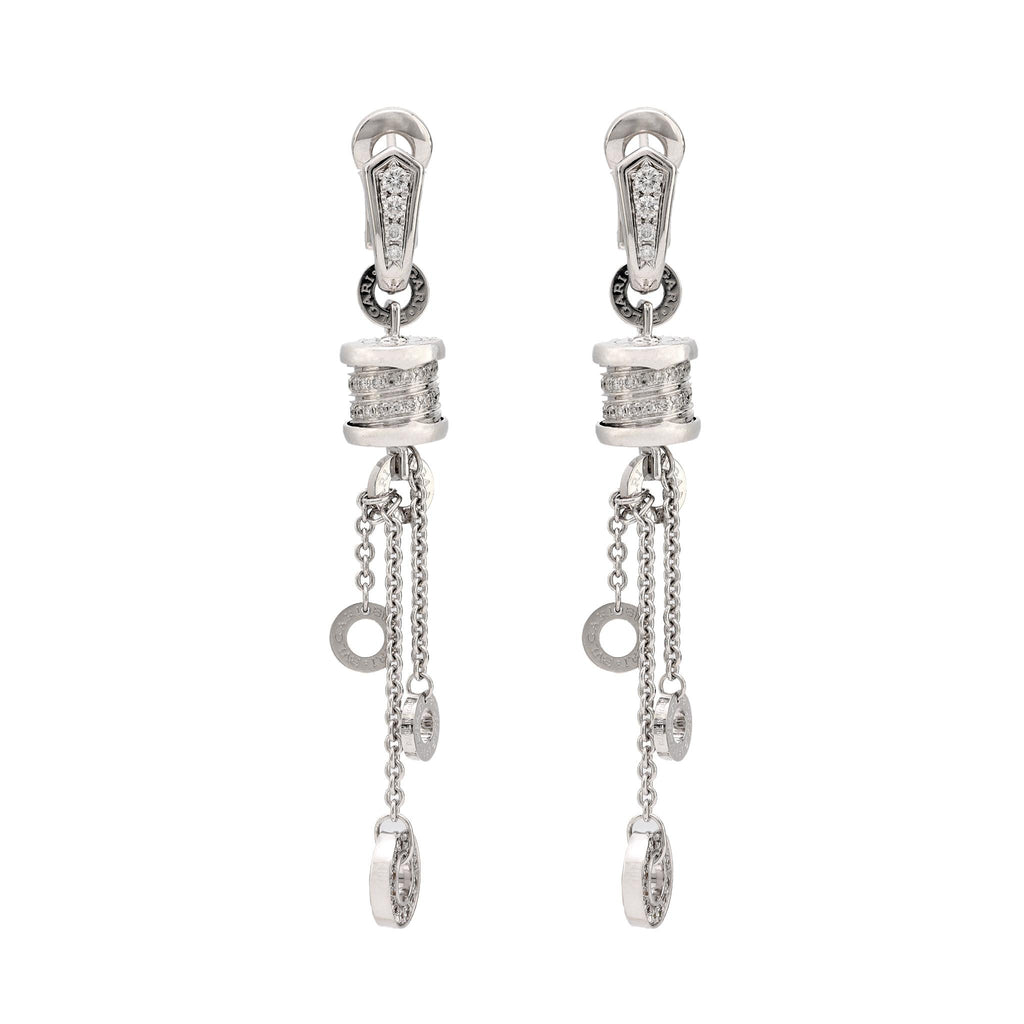 Bvlgari Italy diamond 18k white gold B.zero1 drop earrings Bvlgari