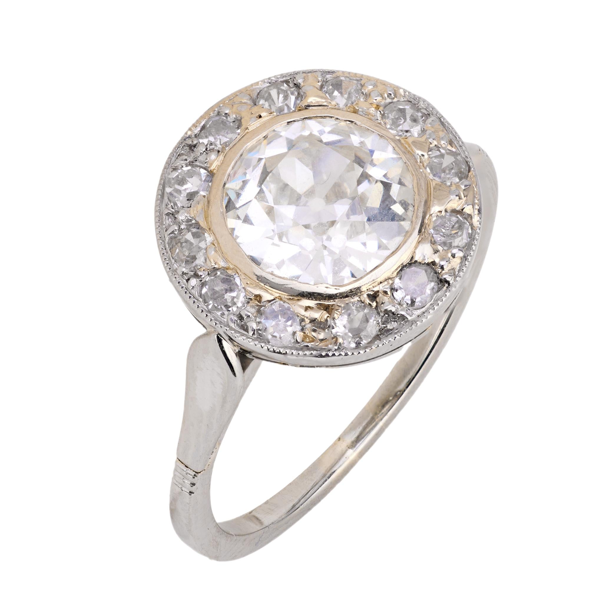 Art Deco GIA 1.58 carat old European cut diamond 18k white gold engagement ring Jack Weir & Sons