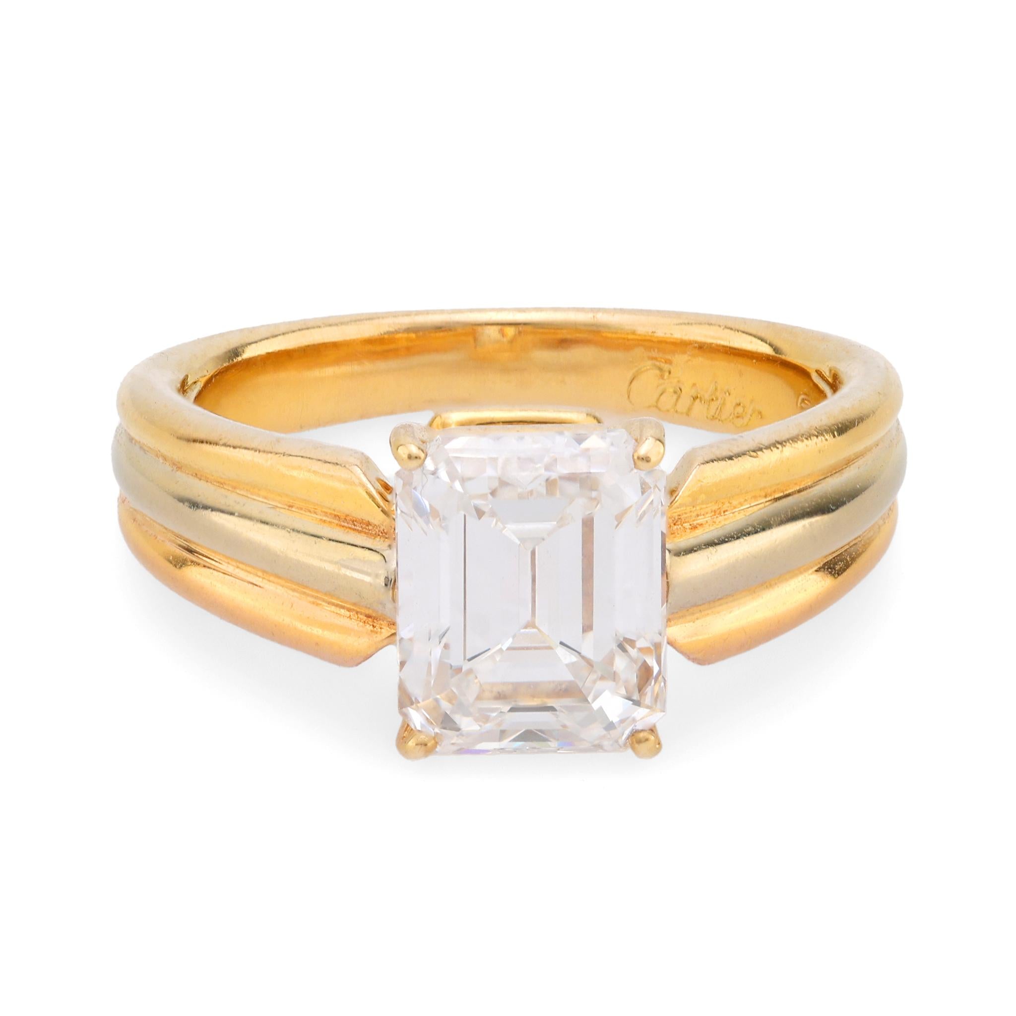 Cartier French GIA 2.17 carat diamond 18k gold trinity engagement ring Cartier