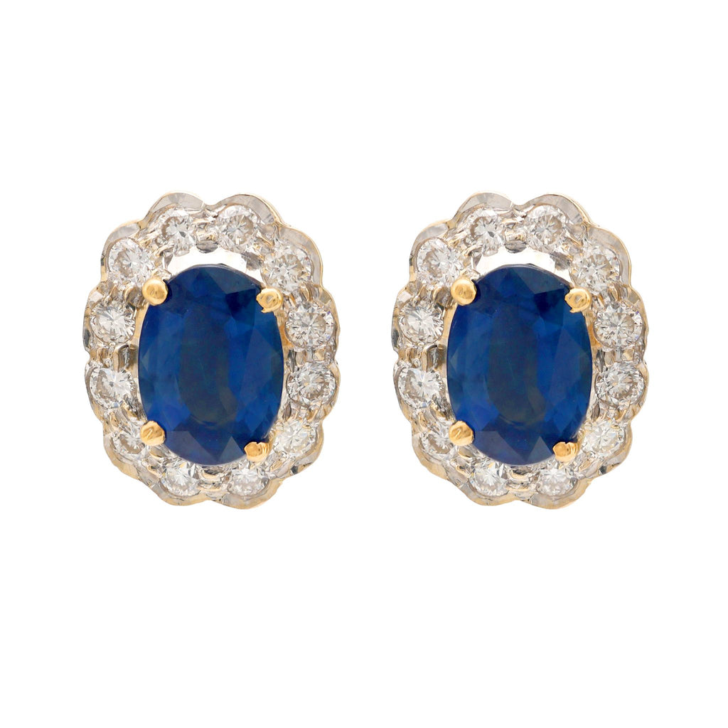 Modern 1.50 carat total weight sapphire diamond 18k gold cluster studs Jack Weir & Sons