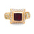 Renaissance revival garnet 14k yellow gold and white enamel solitaire ring Jack Weir & Sons