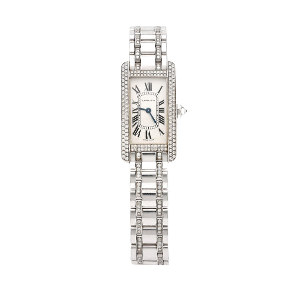 Cartier diamond 18k white gold "Tank Américaine" watch Cartier