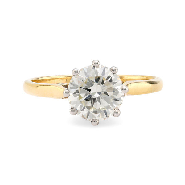 GIA 1.73 carat round brilliant cut diamond 18k yellow gold engagement ring Jack Weir & Sons