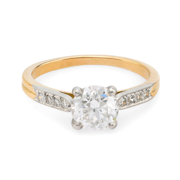 French GIA 1.19 carat round brilliant diamond 18k yellow gold engagement ring Jack Weir & Sons