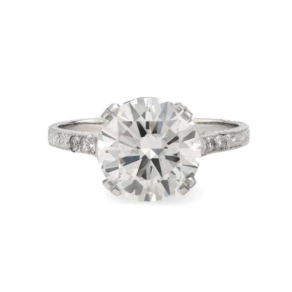 Art Deco GIA 2.66 carat transitional cut diamond platinum engagement ring Jack Weir & Sons