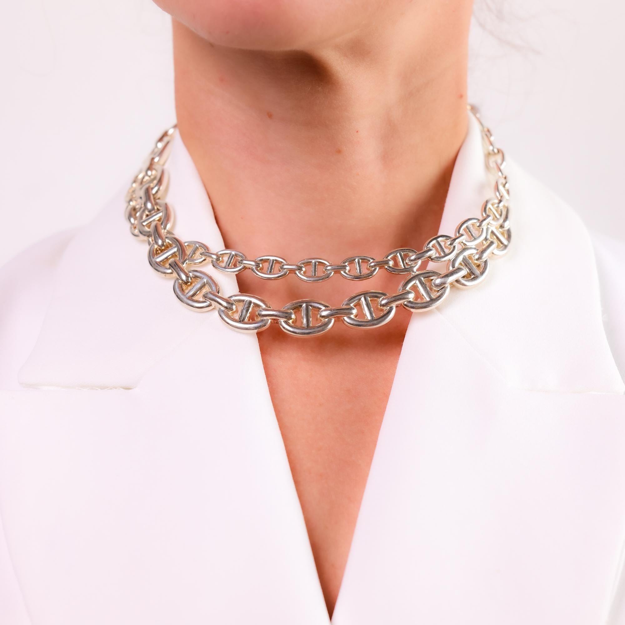 Hermes French silver "Chaîne d'Ancre Enchaînée" necklace