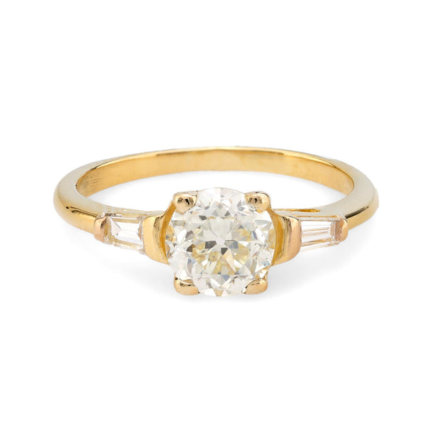 French GIA 1.01 round brilliant cut diamond 18k yellow gold engagement ring Jack Weir & Sons