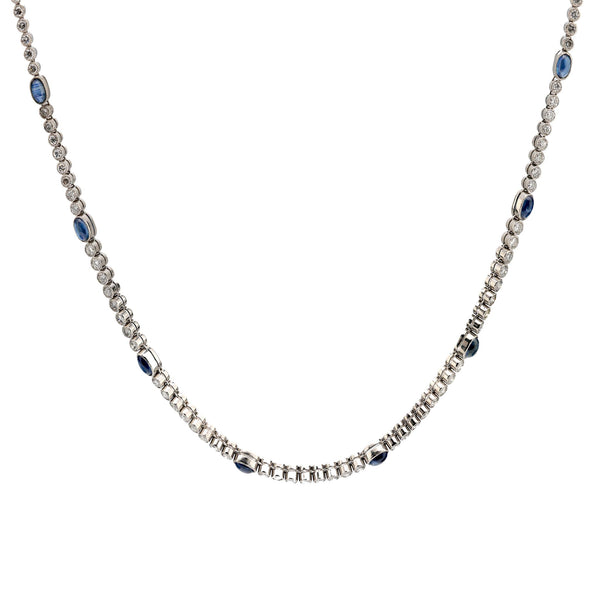 Mid Century 7.20 carat total weight sapphire diamond platinum necklace Jack Weir & Sons