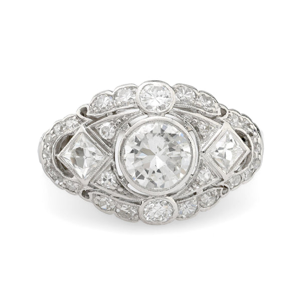 Art Deco 2 carat total weight diamond platinum ring