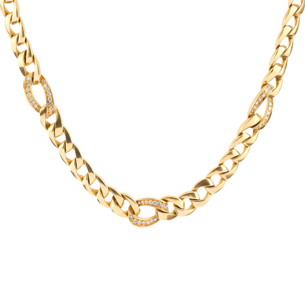 Cartier Paris diamond 18k yellow gold link chain necklace Cartier