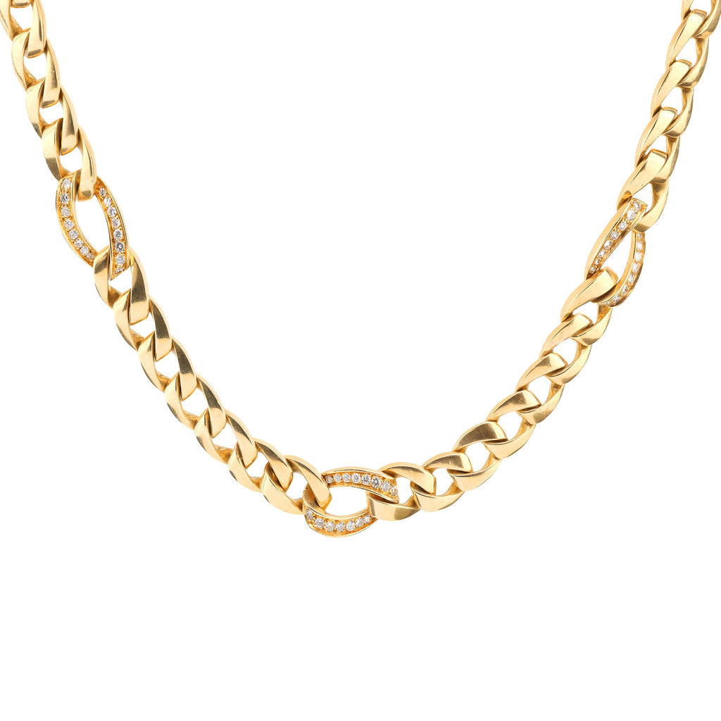 Cartier Paris diamond 18k yellow gold link chain necklace Cartier