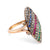 Victorian diamond ruby emerald sapphire 18k yellow gold silver Navette ring Jack Weir & Sons