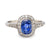 Art Deco style 2.91 carat sapphire diamond platinum halo ring