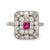 Art Deco Inspired ruby diamond platinum square ring Jack Weir & Sons