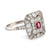 Art Deco Inspired ruby diamond platinum square ring Jack Weir & Sons