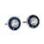 Art Deco inspired diamond sapphire platinum target stud earrings Jack Weir & Sons