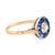 Art Deco style diamond sapphire 18k gold and platinum halo ring