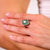 Art Deco style diamond emerald platinum Navette ring Jack Weir & Sons