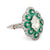 Art Deco style diamond emerald platinum Navette ring Jack Weir & Sons