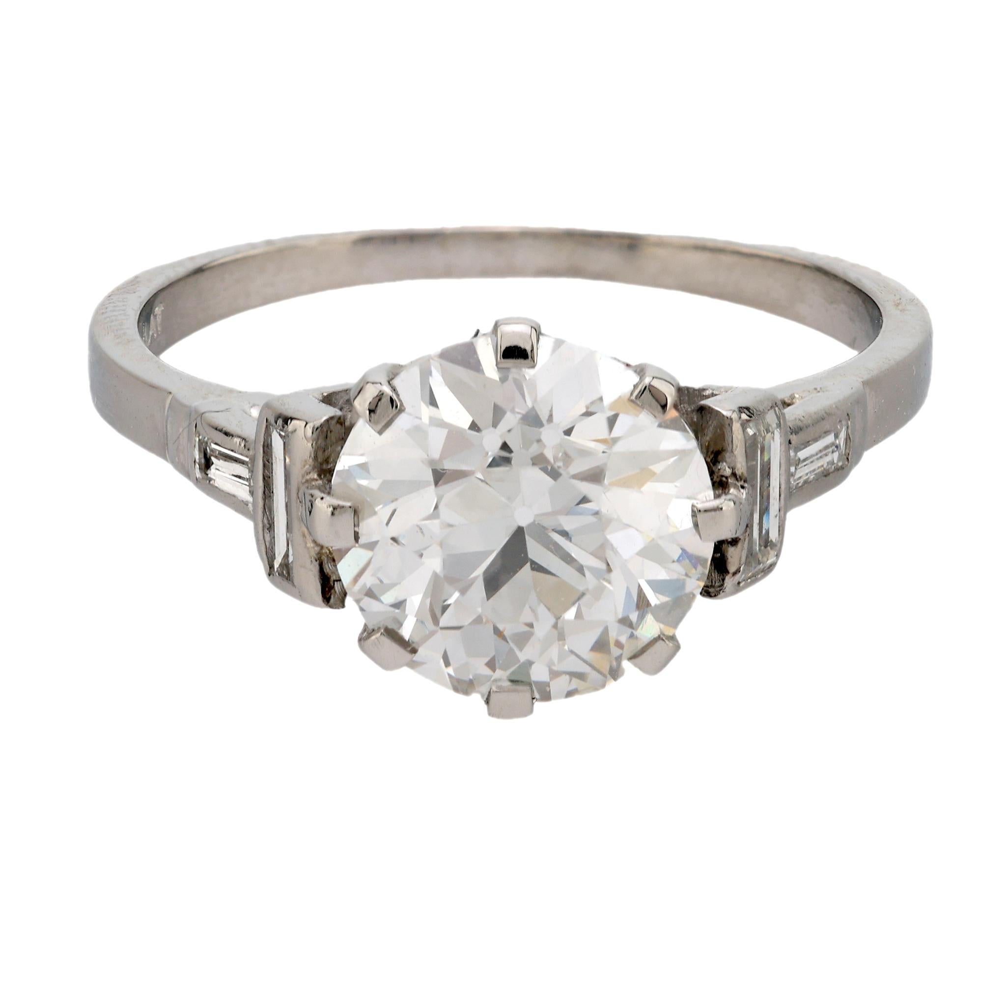 Art Deco GIA 2.08 carat old European cut diamond platinum engagement ring Jack Weir & Sons