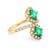 Modern 18k yellow gold 1.12 carat emerald diamond toi et moi pave ring Jack Weir & Sons